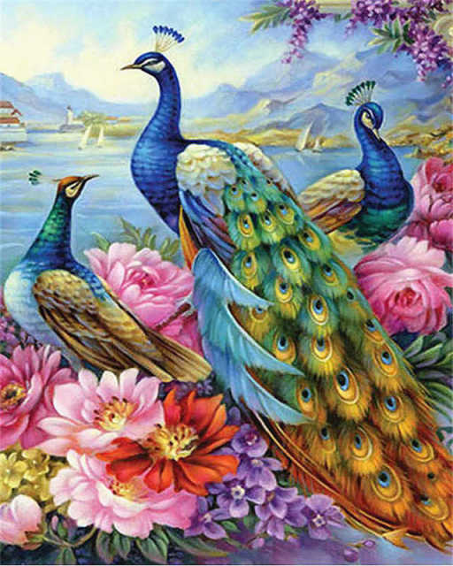 Beautiful Peacocks- DIY Paint By Number