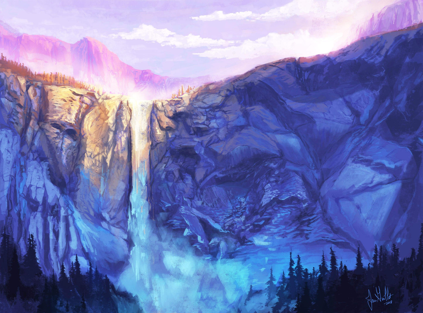 Bridal veil Falls - Art by Jean Guillet