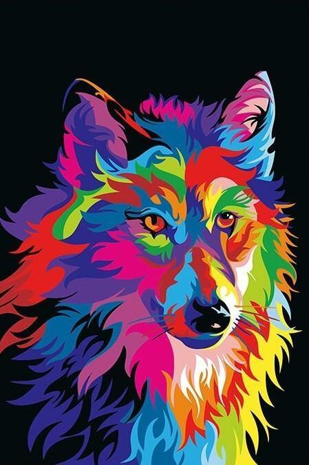 Colorful Abstract Wolf Painting - All Paint by Numbers