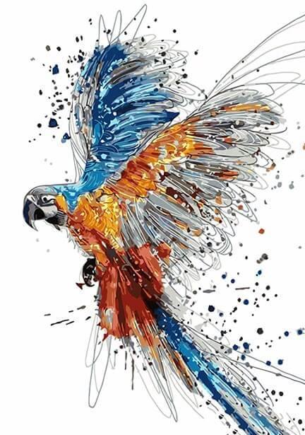 Colors Splashing Parrot - All Paint by Numbers