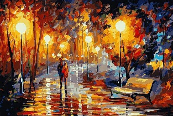 Couple's Night Strolling DIY Painting - All Paint by Numbers