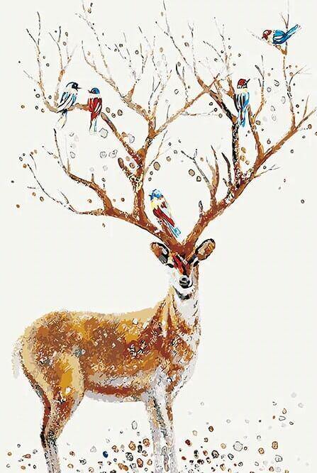 Deer Head Tree DIY Painting Kit - All Paint by Numbers