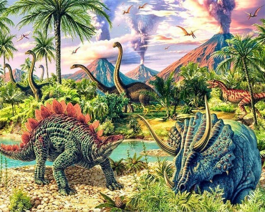 Dinosaur's Landscape - Paint By Numbers