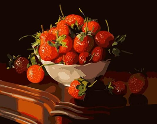 Dish Full of Strawberries - All Paint by Numbers