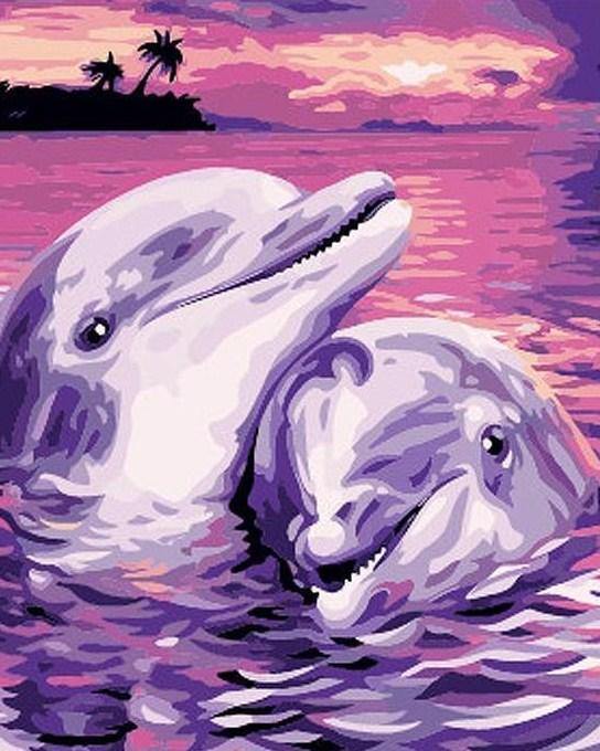 Dolphins Pair Painting Kit - All Paint by Numbers