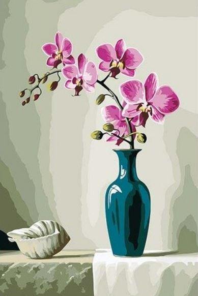 Elegant Pink Flowers - Paint by Numbers - All Paint by Numbers