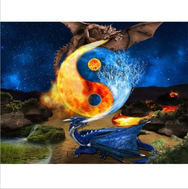 Fire & Water Dragon - Paint By Numbers