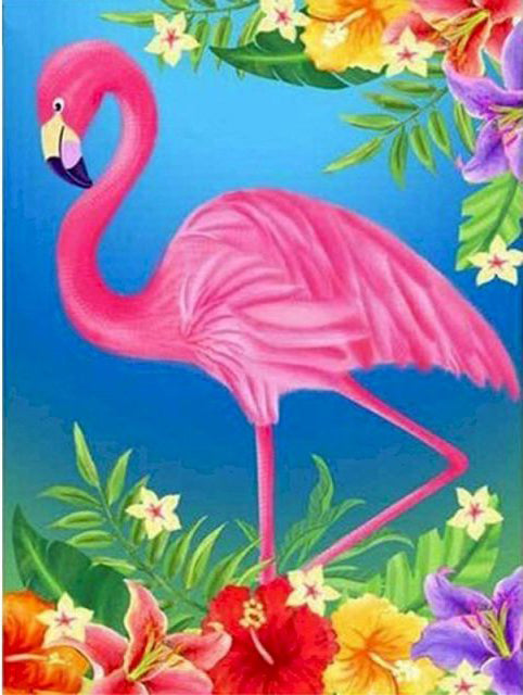 Flamingo In The Flowers- DIY Paint By Number