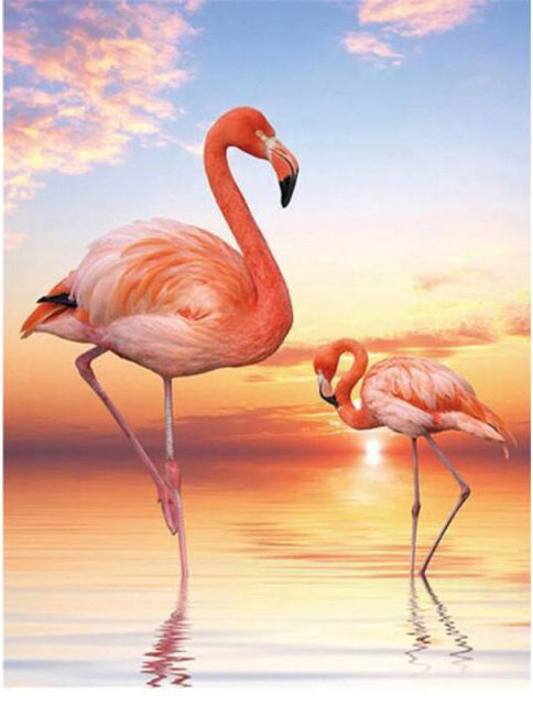Flamingos In The SunSet- Paint By Number