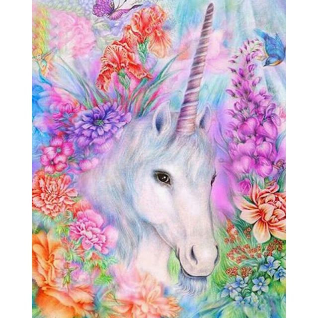 Flowers Unicorn - Paint By Numbers