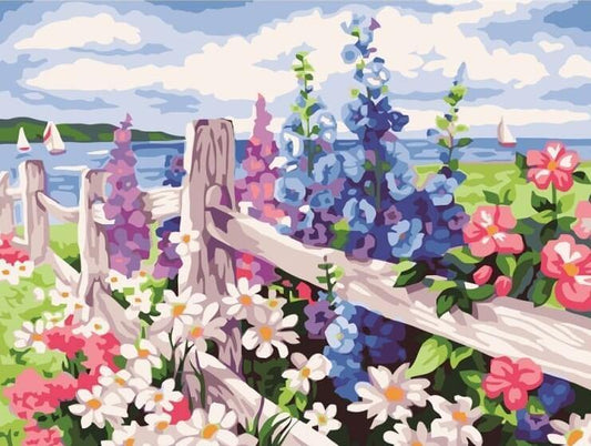 Flowers by the Fence - All Paint by Numbers