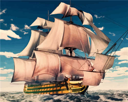 Golden Sailing Ship- Paint By Number