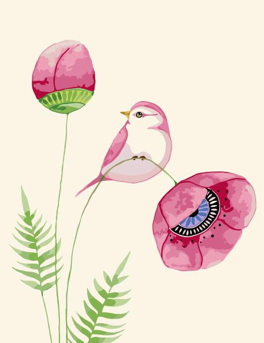 Bird Sitting on branch Of Flower