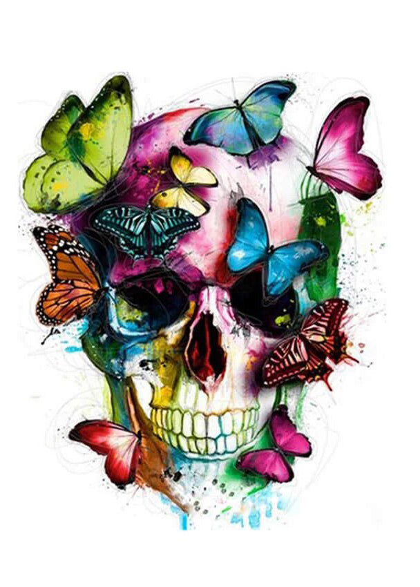 Skull WIth Butterfly- DIY Paint By Number