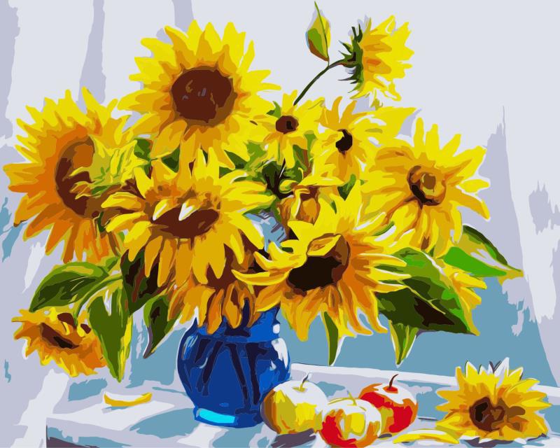 Golden And Yellow Sunflower Art.