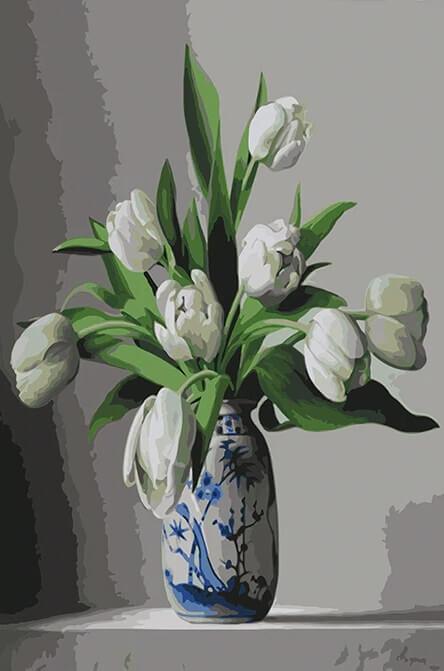 White Tulips Paint by Numbers