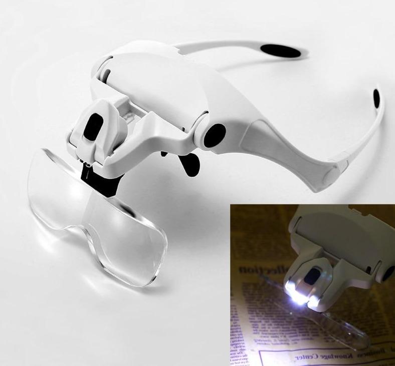 LED-Light magnifier glass head gear