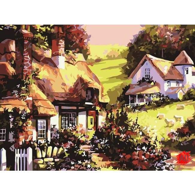 Paint By Numbers - Wonderful Huts Landscape & Flowers