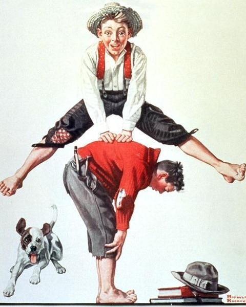 norman rockwell leap frog - painting by numbers