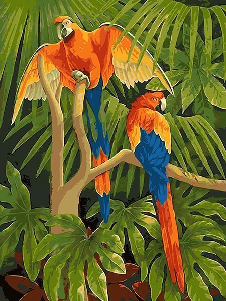 Macaw Parrots in Jungle - All Paint by numbers