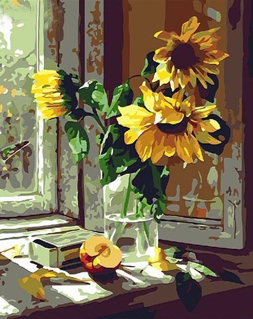 Sun Flowers Painting DIY - Start Painting - All Paint by numbers