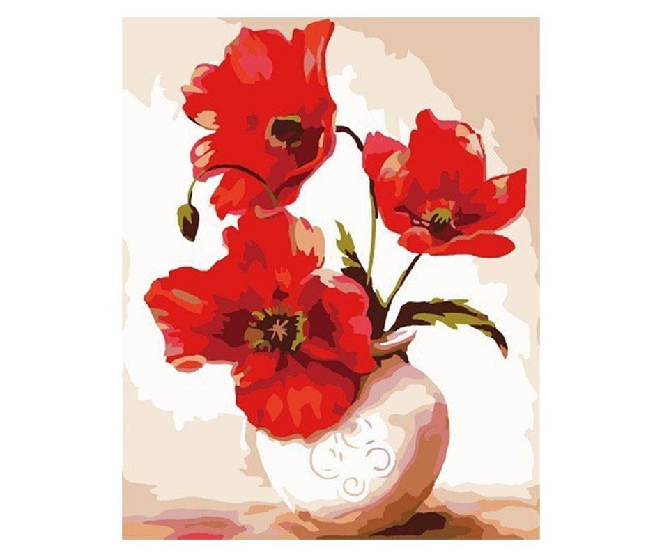 red flowers paint by numbers