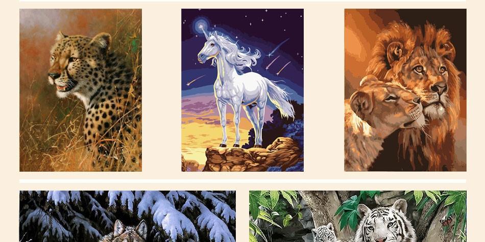 Framed Tigers, Horses, Wolves and Other Animal Paintings - All Paint by numbers