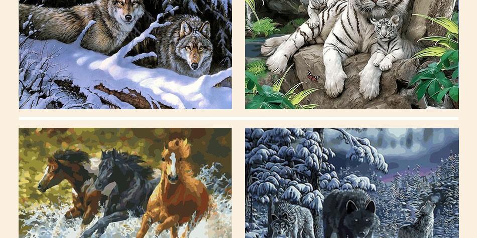 Framed Tigers, Horses, Wolves and Other Animal Paintings - All Paint by numbers
