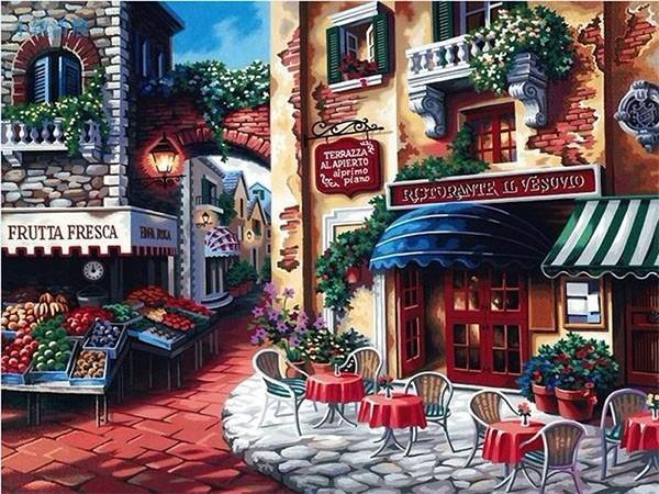 Coffee Shop in the Town - All Paint by numbers