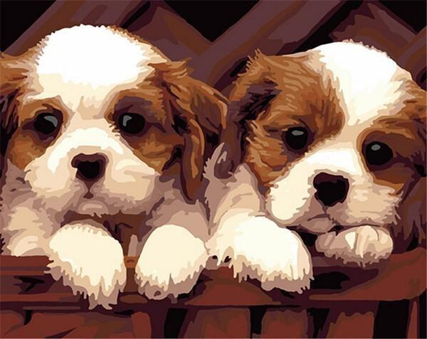 Couple of Cute Puppies - All Paint by numbers