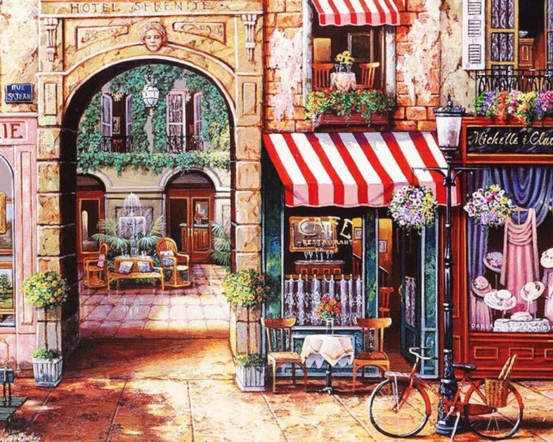 Storefront in the Medieval City Painting - Paint by Numbers