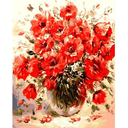 Artistic Red Flower Painting - All Paint by numbers