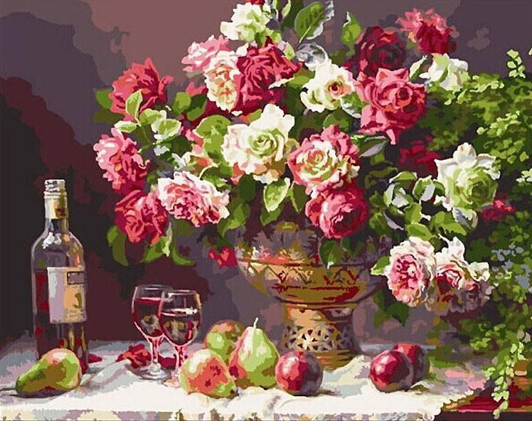 Beautiful Fruits and Flowers Painting - All Paint by numbers