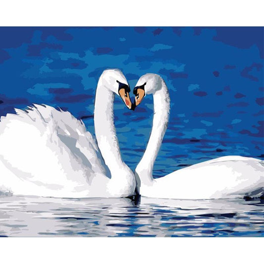 Swan Couple Forming Heart Paint by numbers - All Paint by numbers