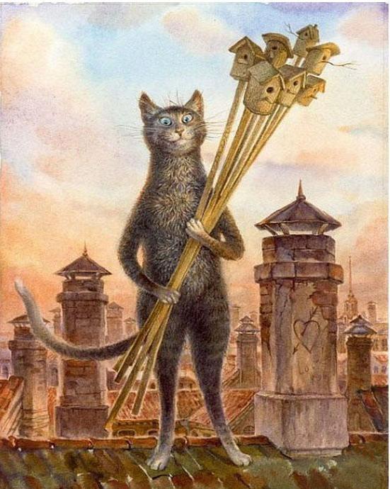 Hunter Cat with its Trophies - Painting by Numbers - All Paint by numbers