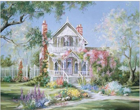 Beautiful Castle & Garden DIY Oil Painting By Numbers - All Paint by numbers