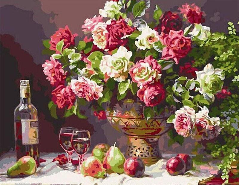 Beautiful Fruits and Flowers Painting - All Paint by numbers