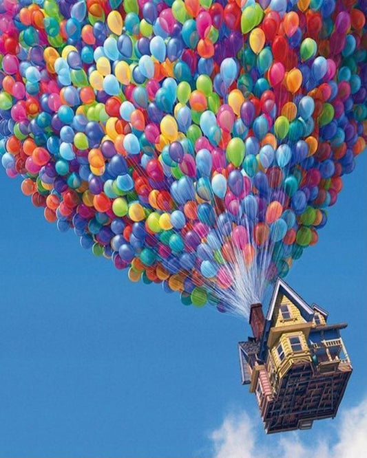 Air Balloons Flying House - All Paint by numbers