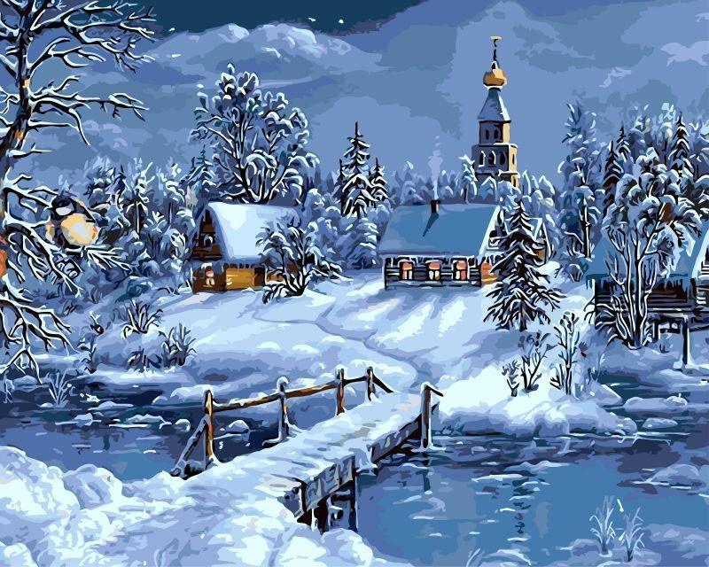 Christmas Snow Painting by Numbers Kit - All Paint by numbers