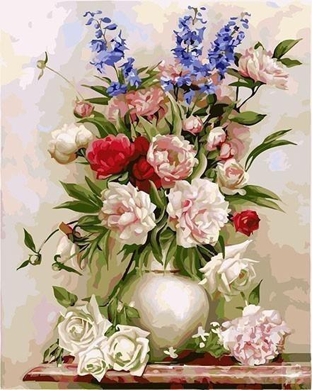 Colorful Flowers Vase Painting by Numbers Kit - All Paint by numbers
