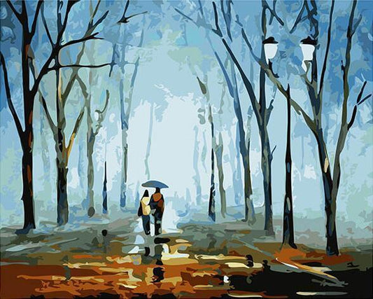Paint by numbers Couple Romance Park Walk Painting with frame