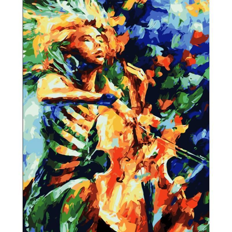 Artistic Colorful Violinist Painting - All Paint by numbers