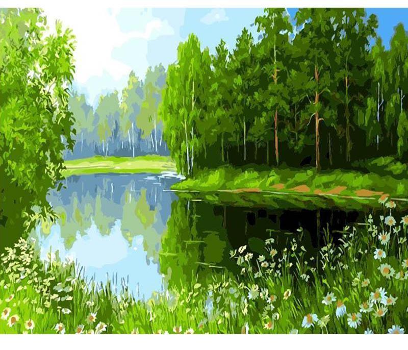 Green Lake Painting - Painting by Numbers - All Paint by numbers