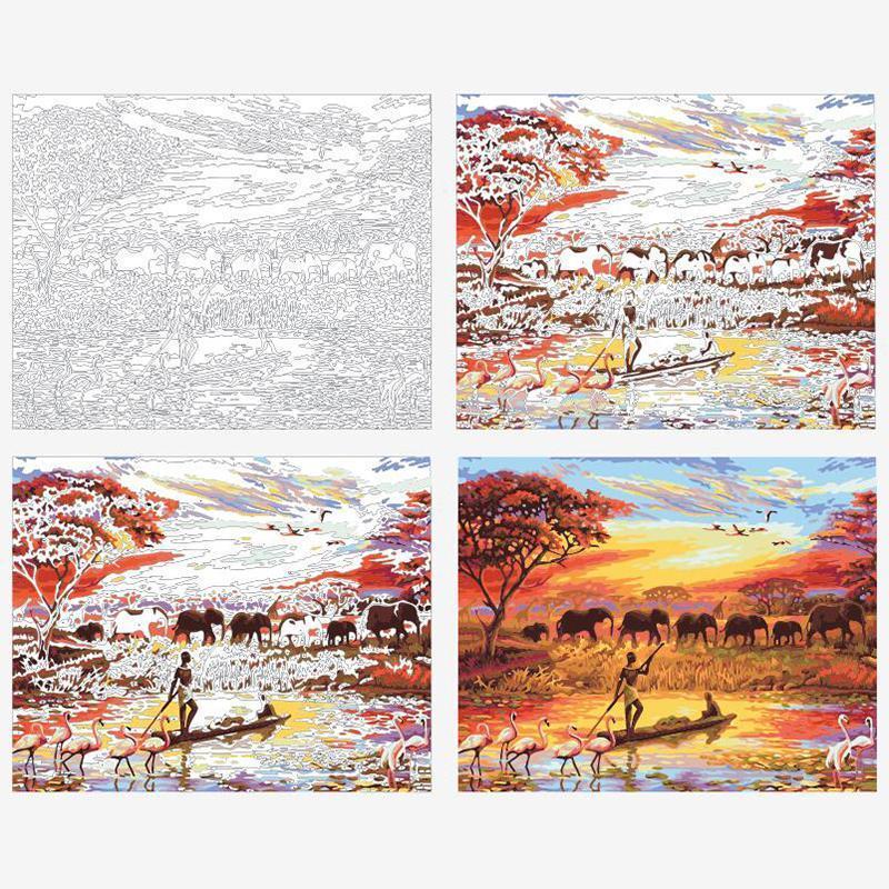 Africa Elephants & Sunset - All Paint by numbers