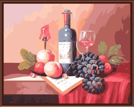 Still Life Wine Bottle & Fruits - All Paint by numbers