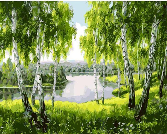 Green Trees DIY Painting - All Paint by numbers