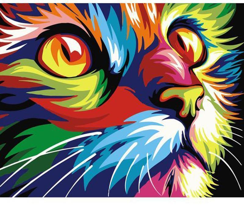 Colorful Cat Painting - All Paint by numbers
