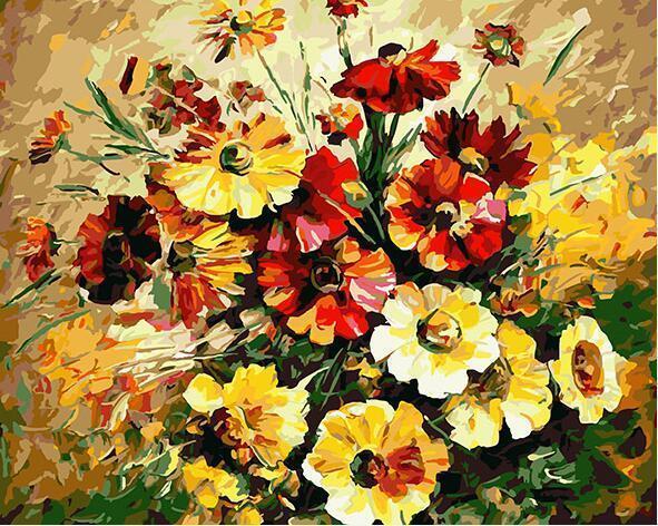 24 Framed and unframed Flowers Paintings - All Paint by numbers