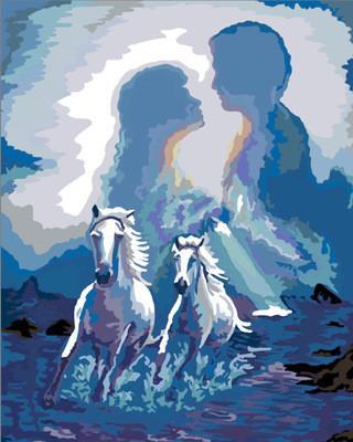 Artistic Painting of a Couple and Horses - All Paint by numbers