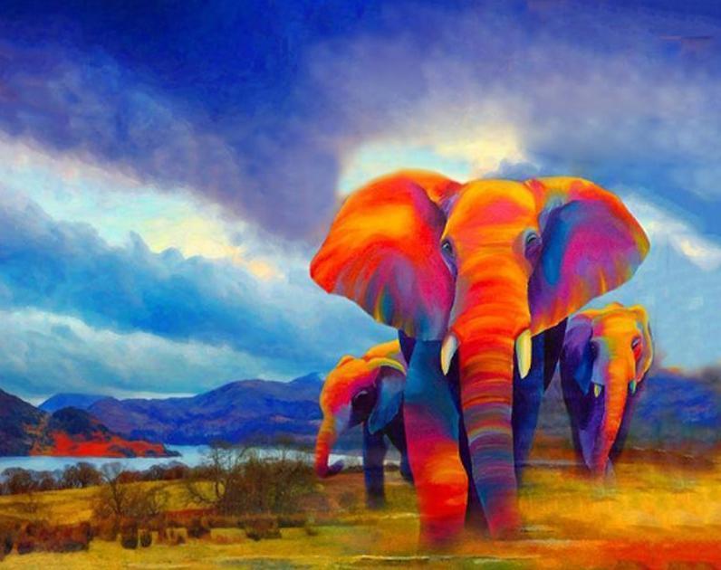 Colorful African Elephant DIY - All Paint by numbers